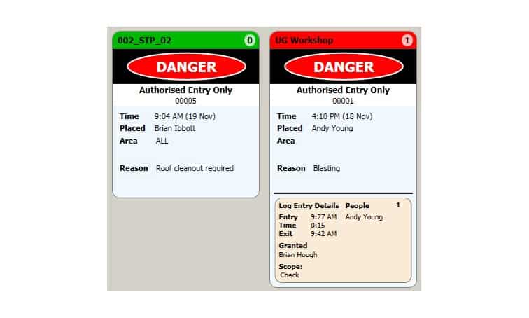 Restricted area system authorised entry logging Restricted area system authorised entry logging