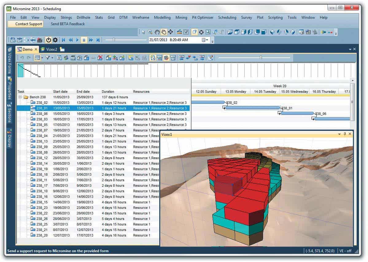 Ore extraction optimisation - Micromine Mine Scheduling